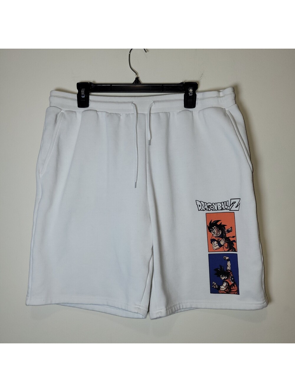 Dragon Ball Z Goku Men's White Fleece Drawstring Shorts Graphic Print XL